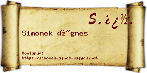 Simonek Ágnes névjegykártya